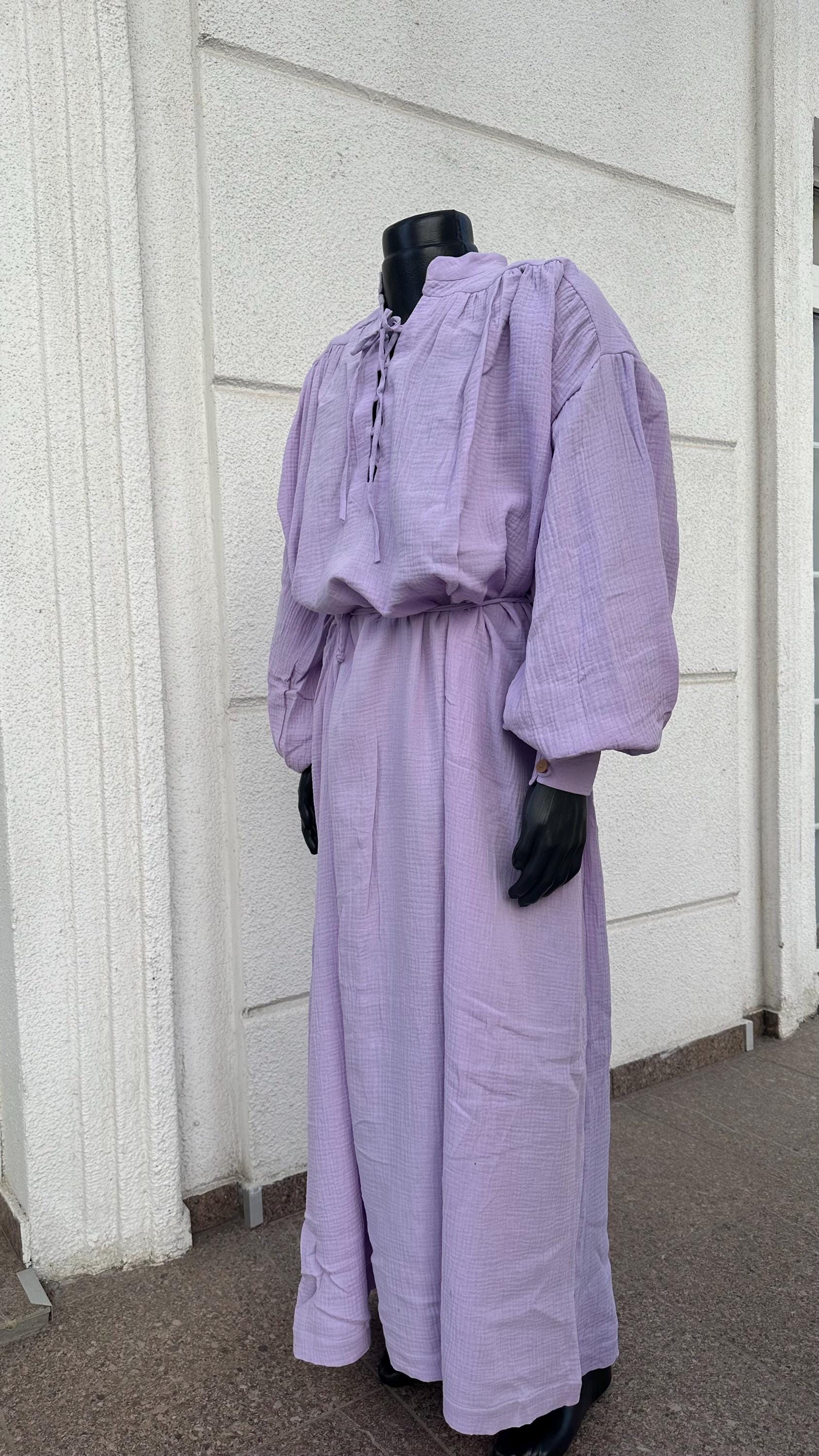 Lavender – Moonlight Muse Tunic, Medieval Dress – Handmade Elven or Sorceress Tunic, Light Fantasy Outfit, Pastel Renaissance Gown