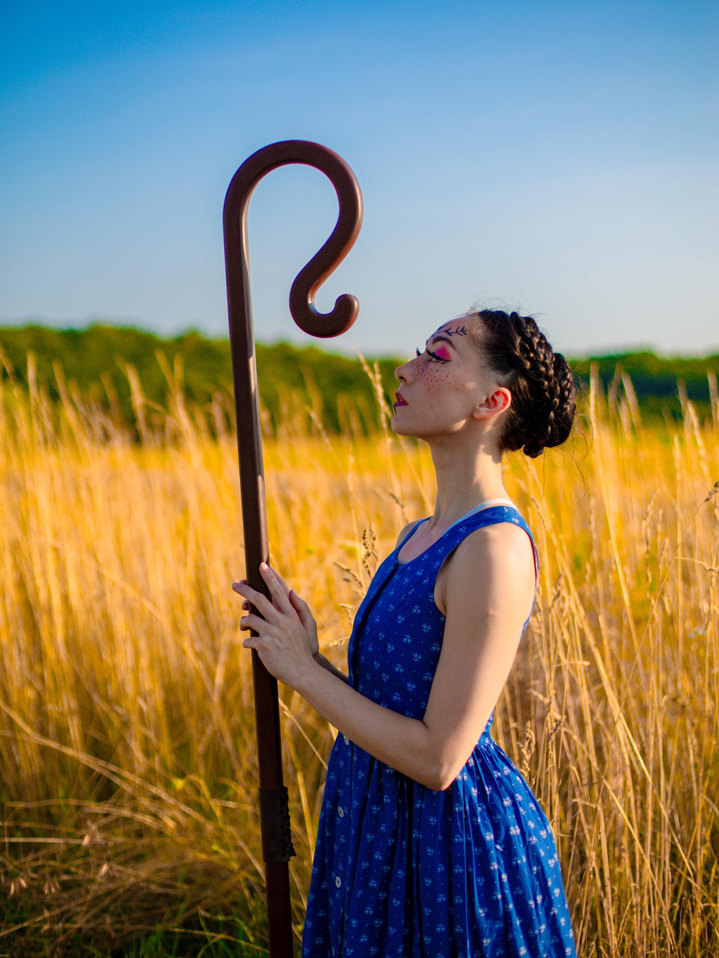 The Shepherd’s Staff of Harmony – Cosplay Wooden Walking Stick, Rustic Forest Decor, Natural Woodcraft