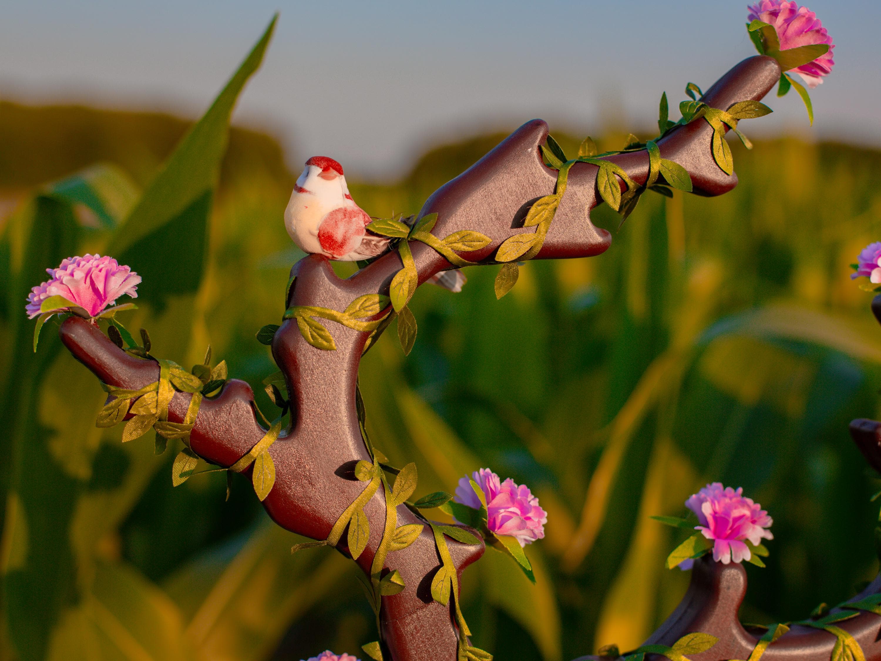 A Blossoming Symphony of Birds and Flowers — The Birdsong Elf Staff, Flower Fantasy Forest Wand, Elven Art