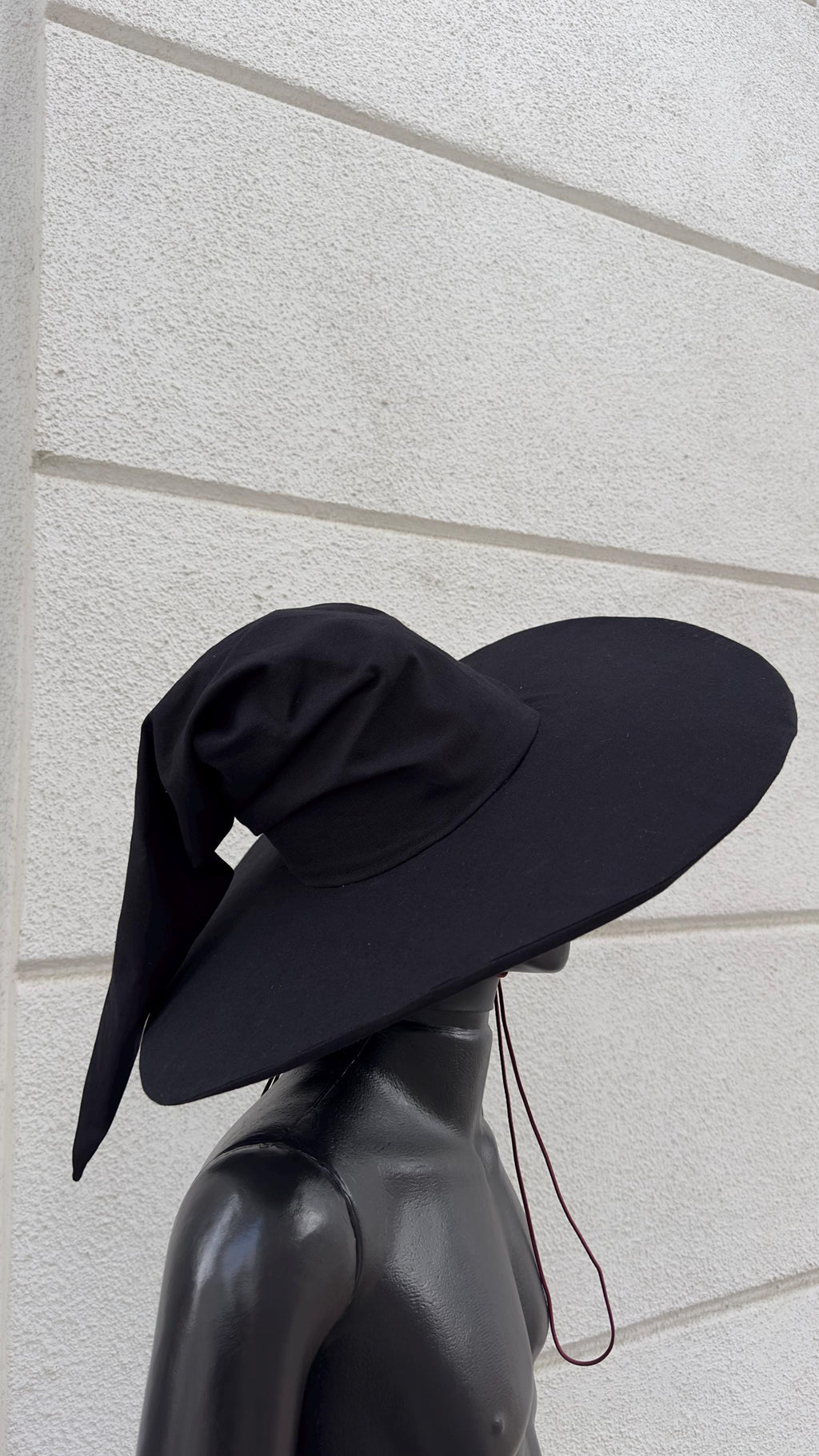 Black Linen Wizard Hat – Raven Accessory for Fantasy Costumes and Festivals, Custom Prop for Witch, Halloween