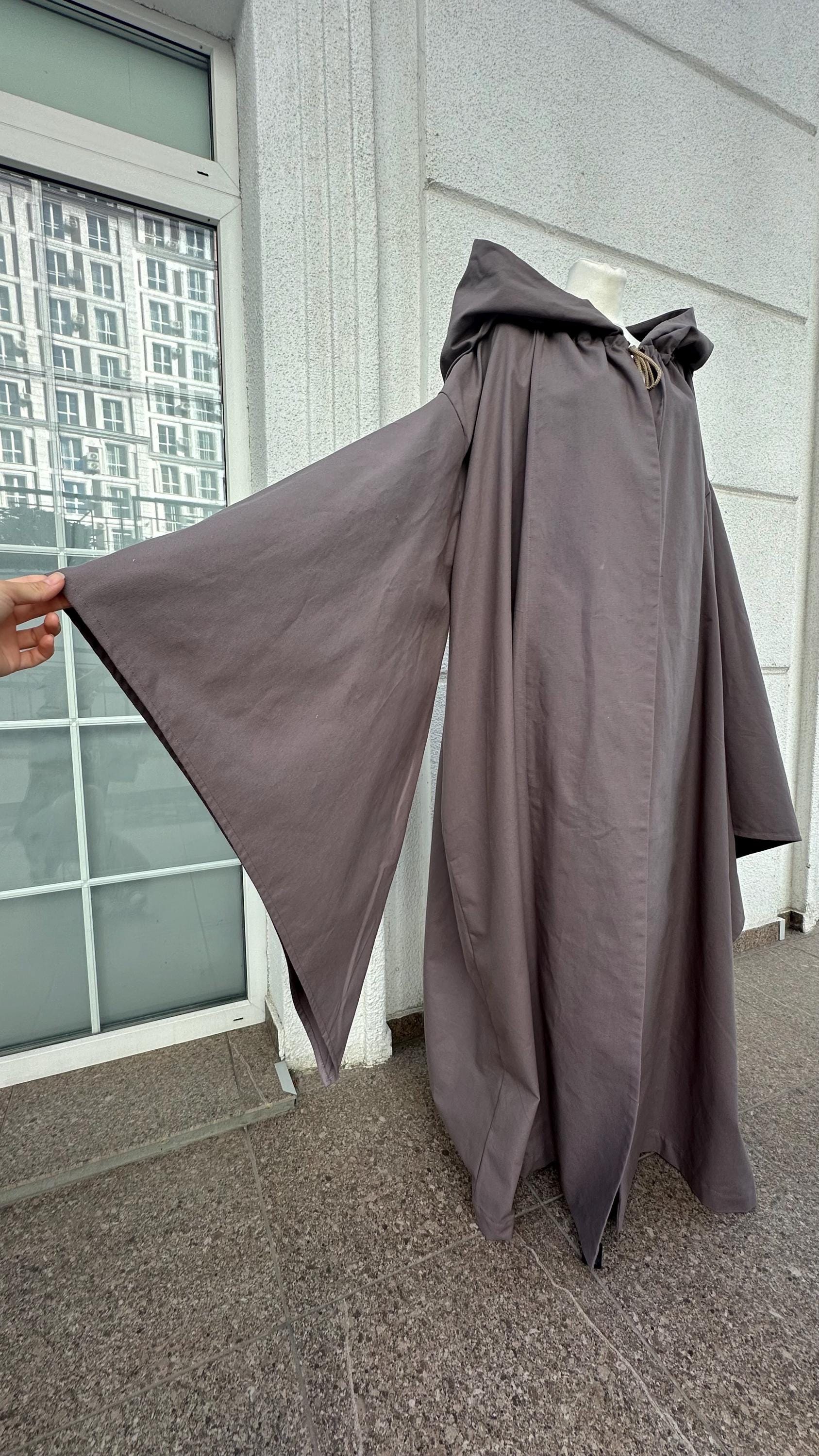 Gray Cappuccino Cloak –  Ash Mocha Hooded Cape, Mage Outfit, Unisex Medieval Fantasy Mantle, Renaissance Costume Robe, Gray Brown Costume