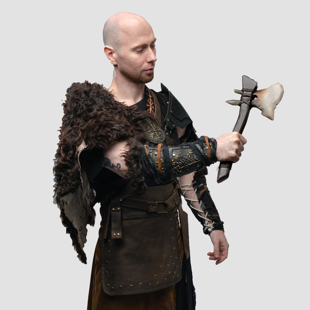 Fantasy Bone Axe, Bone Tomahawk – Wooden Weapon for Barbarian or Stone Age Cosplay