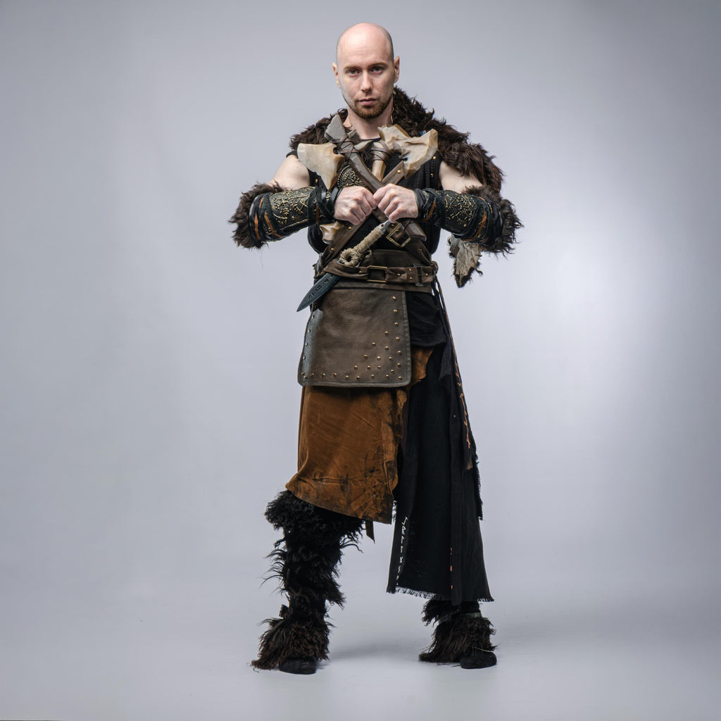 Viking Hunter Costume – Runic Leather Armor – Handcrafted Nordic Outfit – Cosplay & LARP Set