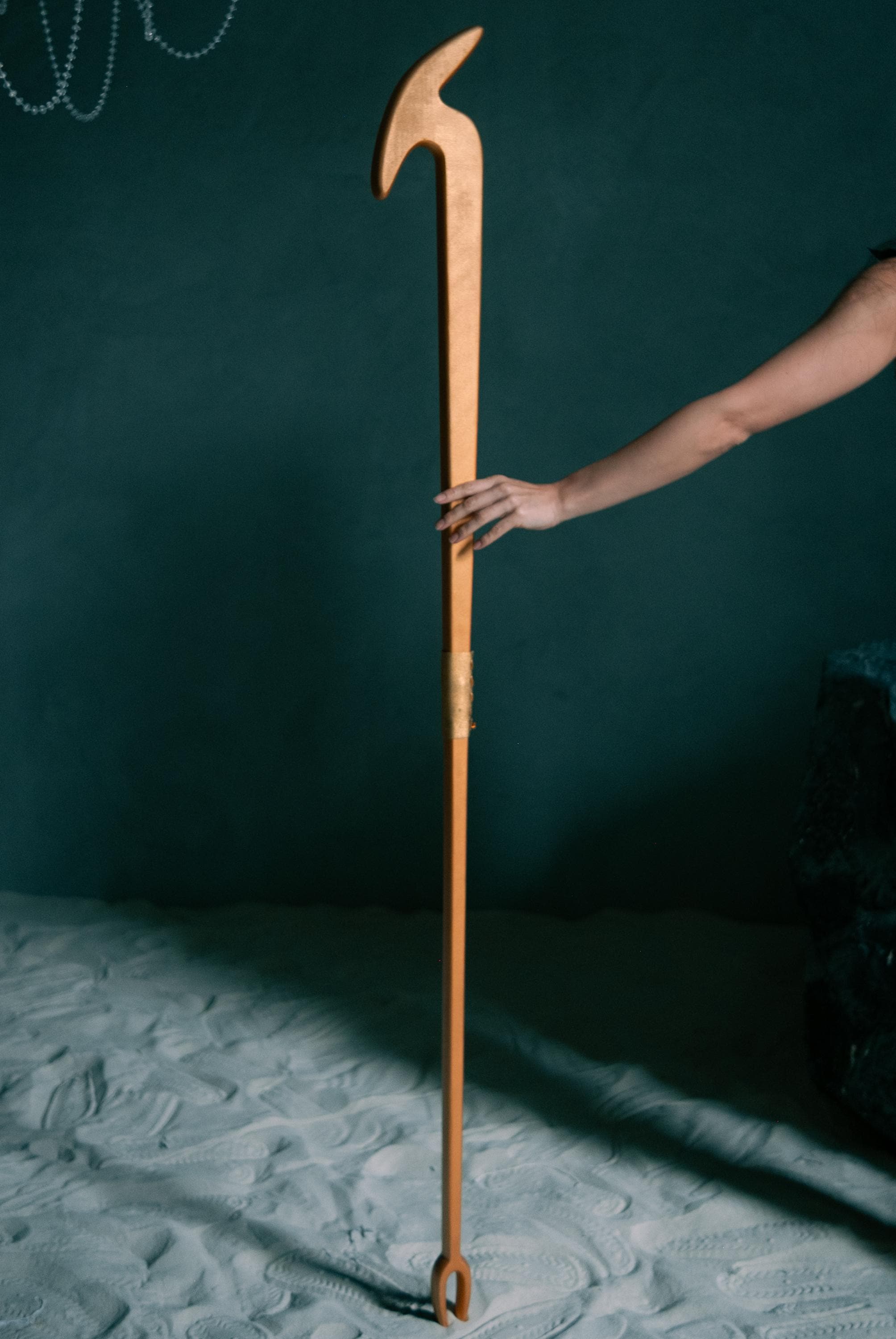 A Golden Seth Staff,  Ancient Egypt Cosplay, Egyptian Cross Staff,  Pharaoh's Stave, Costume Accessory, Walking Cane for Ra