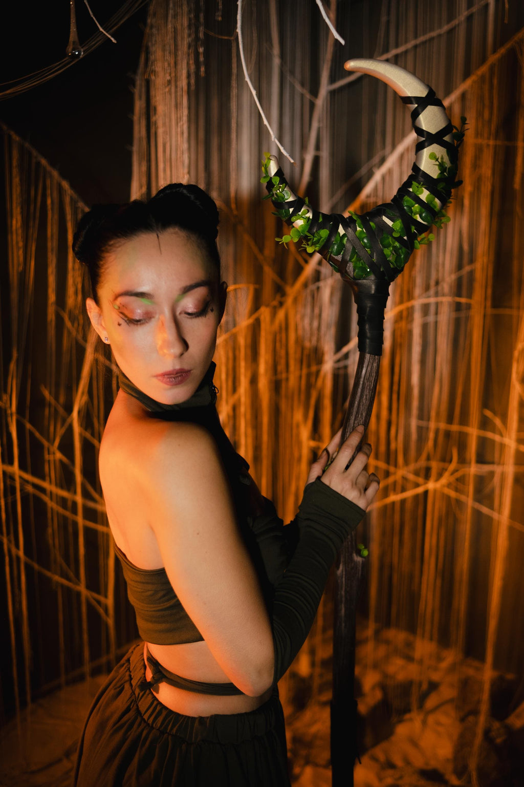 Crescent Moon Staff — Big Lunar Magical Stick Cosplay for Witchcraft and Mages, Wizardry Cosplay, Alder made Props Wizard Staff