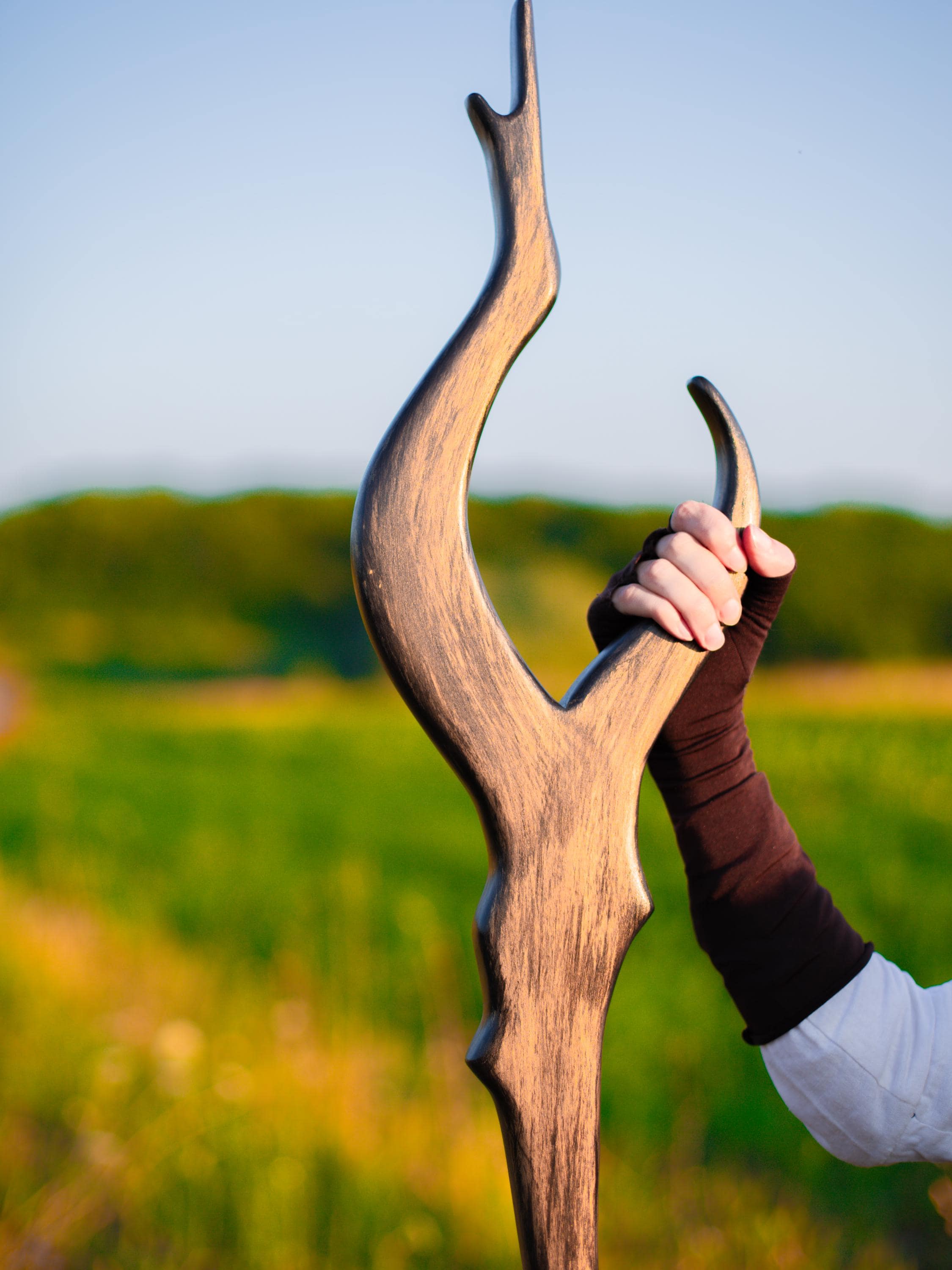 Staff of Luminae – Cosmic Wooden Staff, Handcrafted Wizard Prop, Fantasy Decor, Mystic Cosplay Staff, Celestial Magic Wand