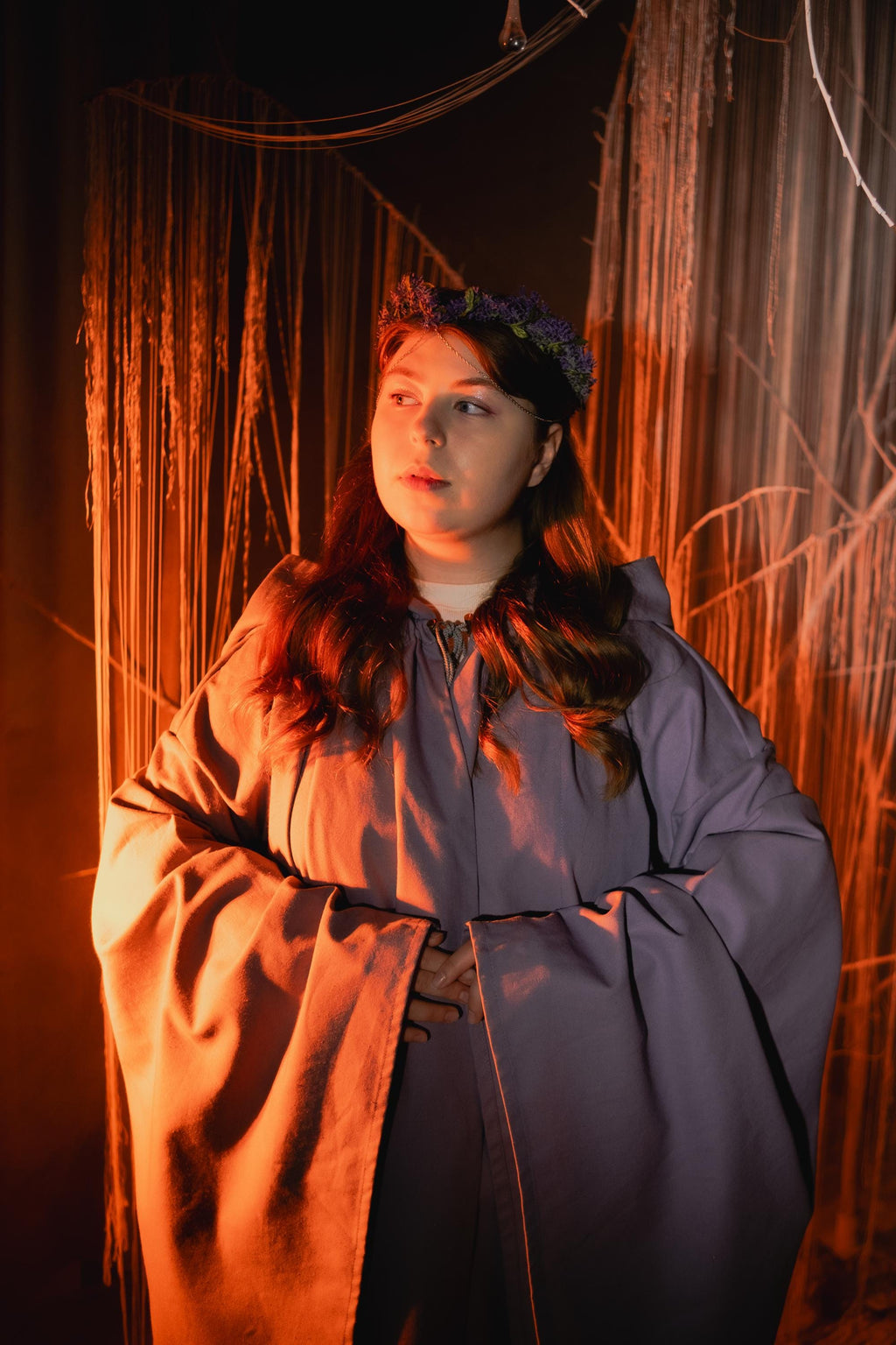 Lavender Cloak – Handmade Gray Lavender Hooded Cape, Unisex Fantasy Mantle for Elven, Renaissance Costume Robe, Custom Mage