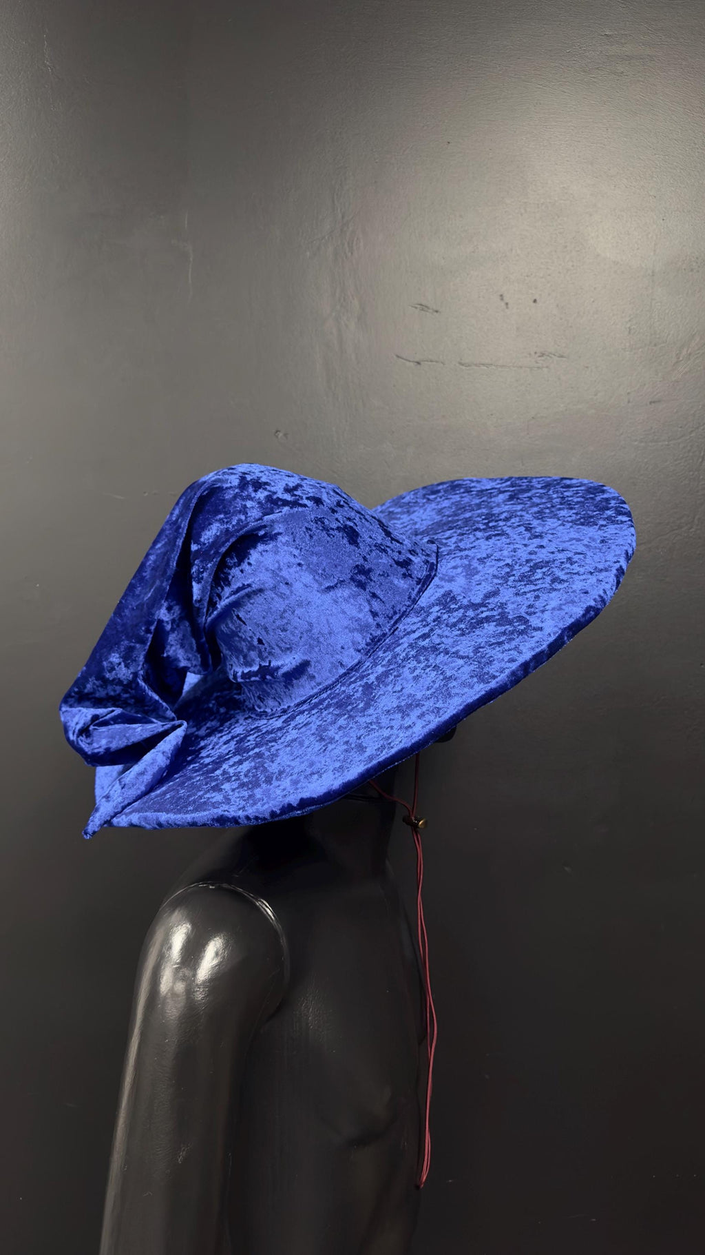 Blue Crushed Velvet Wizard Hat – Handmade Fantasy Hat, Medieval Renaissance Cosplay, Elven Costume Accessory, Custom Magic Hat