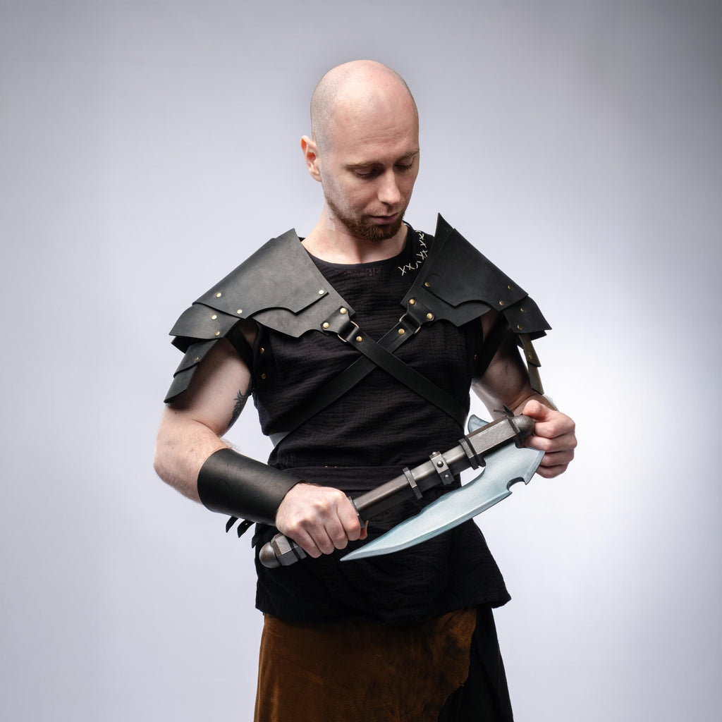 Leather Pauldrons, Leather Shoulders Armor for Cosplay
