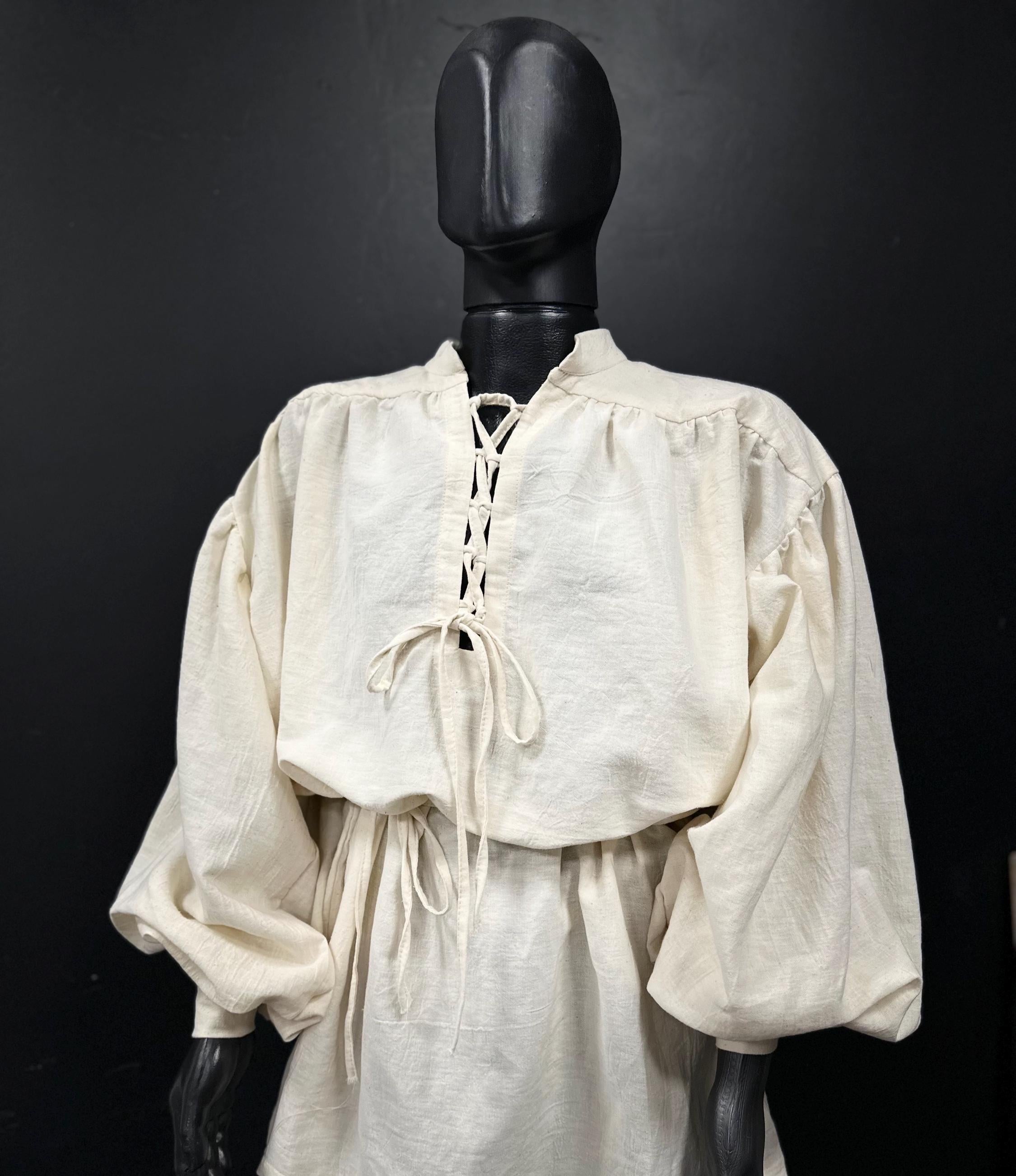 Buttercream Breeze Set – Ivory Light Ensemble, Ivory Cloak and Muslin Unisex Tunic – Elven Priestess Outfit, Renaissance Clothing