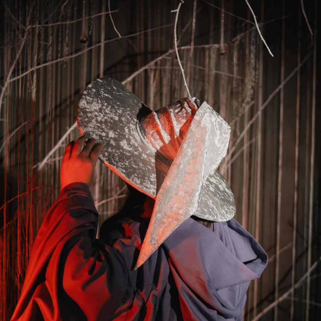 White Crushed Velvet Wizard Hat – Medieval & Renaissance Inspired Costume Accessory, Handmade Medieval Cosplay