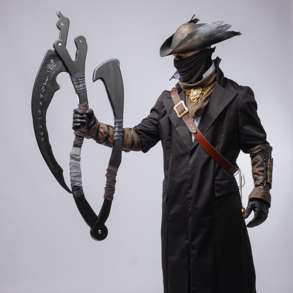 Dark Hunter’s Scythe –  Fantasy Handcrafted Crescent Prop, Wooden Gothic Staff, Inspired Collectible