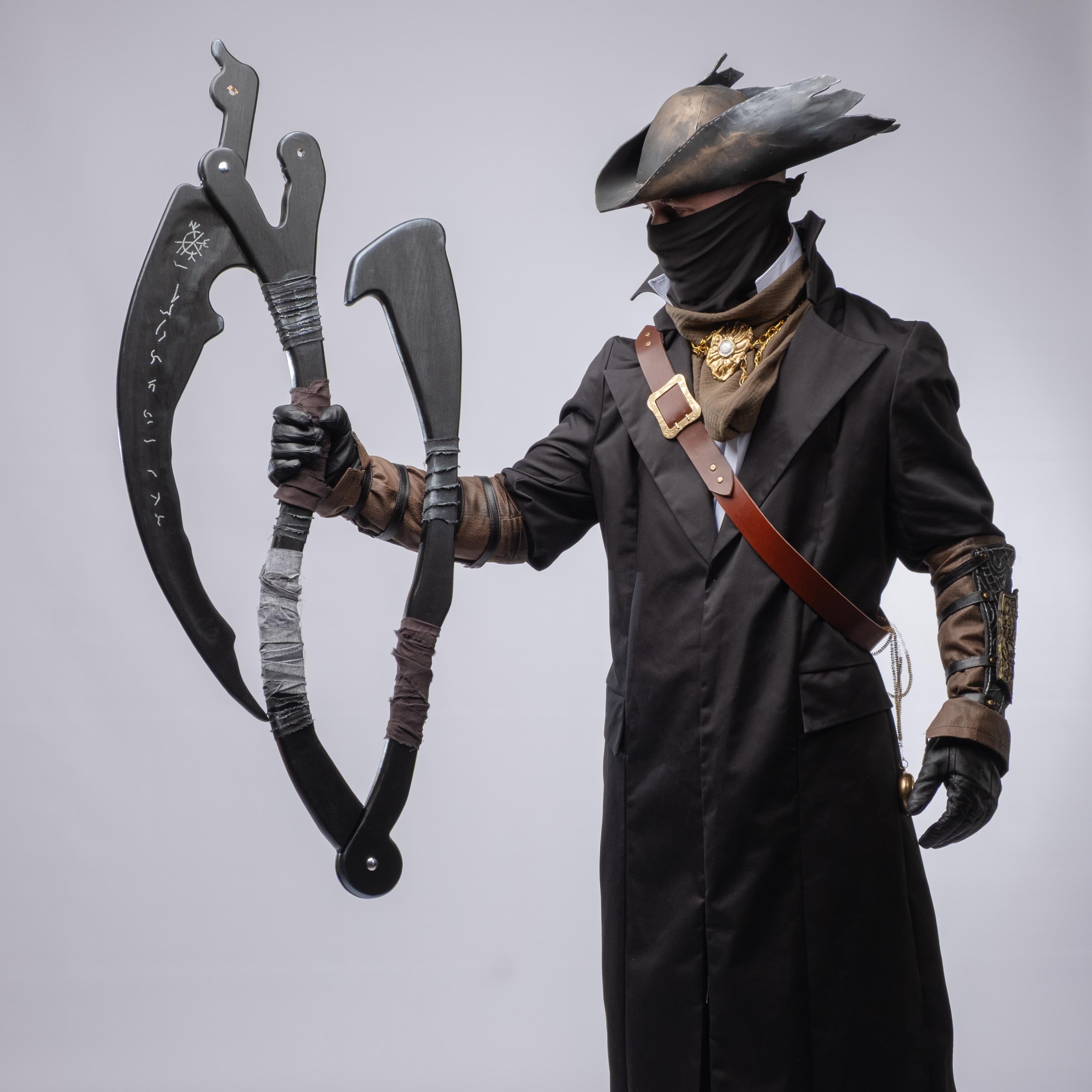 Dark Hunter’s Scythe –  Fantasy Handcrafted Crescent Prop, Wooden Gothic Staff, Inspired Collectible