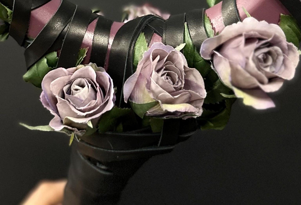 Plum Rose Moon Staff – Handcrafted Wooden Fantasy Stick with Rose Accents for Elvens, Druids and Mages, Wizard Accessory