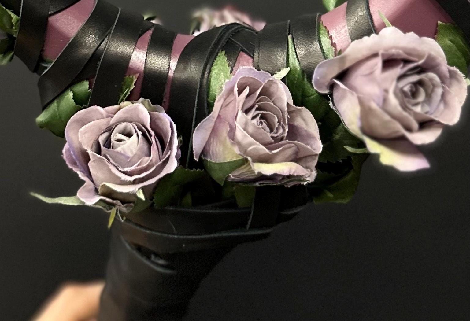 Plum Rose Moon Staff – Handcrafted Wooden Fantasy Stick with Rose Accents for Elvens, Druids and Mages, Wizard Accessory